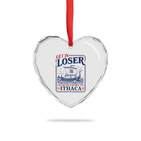 Funny Odysseus Journey Epic Odyssey Parody Heart Crystal Glass Ornament Retro Get In Loser Returning To Ithaca Greek Mythology Meme