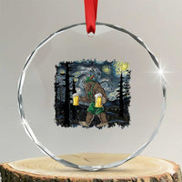 Funny Oktoberfest Bigfoot Crystal Glass Ornament Starry Night German Sasquatch Beer Lederhose TS10