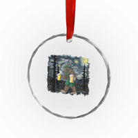 Funny Oktoberfest Bigfoot Crystal Glass Ornament Starry Night German Sasquatch Beer Lederhose TS10