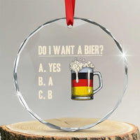 Funny Oktoberfest Crystal Glass Ornament Do I Want A Bier Sarcastic Drinking German Flag TS10