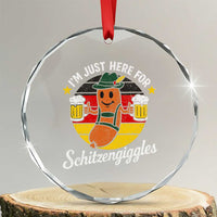 Funny Oktoberfest Crystal Glass Ornament Just Here for Schitzengiggles German Flag TS10