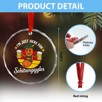 Funny Oktoberfest Crystal Glass Ornament Just Here for Schitzengiggles German Flag TS10