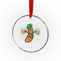 Funny Oktoberfest Crystal Glass Ornament On My Wurst Behavior German Sausage - Wonder Print Shop