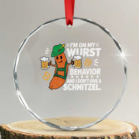 Funny Oktoberfest Crystal Glass Ornament On My Wurst Behavior Sarcastic German TS10