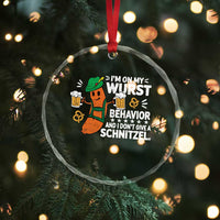 Funny Oktoberfest Crystal Glass Ornament On My Wurst Behavior Sarcastic German TS10
