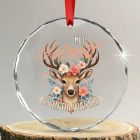 Funny Oktoberfest Deer Crystal Glass Ornament Mei Dirndl Is In Da Wasch German Bavarian Costume TS02