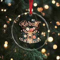 Funny Oktoberfest Deer Crystal Glass Ornament Mei Dirndl Is In Da Wasch German Bavarian Costume TS02