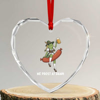 Funny Oktoberfest Frog Heart Crystal Glass Ornament We Prost At Dawn Dirndl Sausage Beer Lover