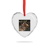 Funny Oktoberfest Raccoon Heart Crystal Glass Ornament Cute Trash Panda Beer Festival Bavarian Gift