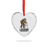 Funny Old Bigfoot Retirement Gift Heart Crystal Glass Ornament Legend Never Retires