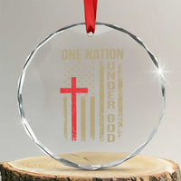 Funny One Nation Under God Crystal Glass Ornament 4th Of July Patriotic Christian American Flag - Wonder Print Shop