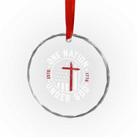 Funny One Nation Under God ESTD 1776 Crystal Glass Ornament 4th Of July Patriotic Christian - Wonder Print Shop
