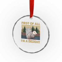 Funny Opossum Crystal Glass Ornament First Of All I'm A Delight Retro Vintage TS02