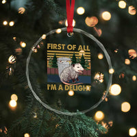 Funny Opossum Crystal Glass Ornament First Of All I'm A Delight Retro Vintage TS02