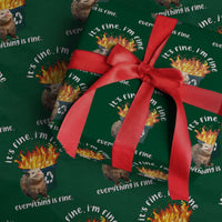 Funny Opossum Meme Wrapping Paper Roll It's Fine I'm Fine Everything Is Fine Dumpster Fire