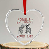 Funny Opossum Raccoon Skeleton Heart Crystal Glass Ornament Zombies Eat Brains Dont Worry You Are Safe