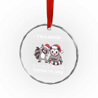 Funny Opossum Raccoon Xmas Crystal Glass Ornament Trashin Through The Snow Garbage Gang TS09