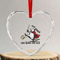 Funny Opossum Warrior Political Gift Heart Crystal Glass Ornament No Kings No Wars No Ice