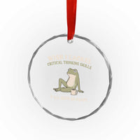 Funny Overthinking Frog Drinking Coffee Meme Crystal Glass Ornament What If Everyone Else Is Just Underthinking