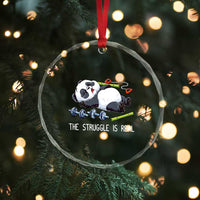 Funny Panda Workout Gift Crystal Glass Ornament The Struggle Is Real