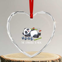 Funny Panda Workout Gift Heart Crystal Glass Ornament The Struggle Is Real