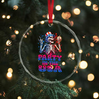 Funny Party In The USA Skeleton Rock Hand Crystal Glass Ornament 4th Of July Rocker Gift