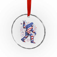 Funny Patriotic Bigfoot Crystal Glass Ornament 4th Of July Freedom
