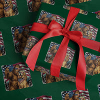 Funny Patriotic Bigfoot Golden Retriever Selfie Squad Wrapping Paper Roll