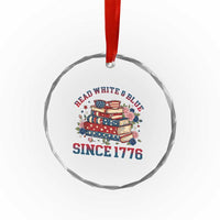 Funny Patriotic Book Lover Gift Crystal Glass Ornament Read White Blue Since 1776