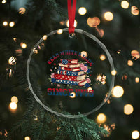 Funny Patriotic Book Lover Gift Crystal Glass Ornament Read White Blue Since 1776