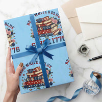 Funny Patriotic Book Lover Gift Wrapping Paper Roll Read White Blue Since 1776