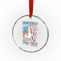 Funny Patriotic Duck Holding Firework Crystal Glass Ornament Funny Democracy Is Dying But Hey Nice Fireworks 4th Of July TS02