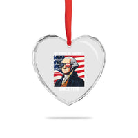 Funny Patriotic Founding Father Heart Crystal Glass Ornament No Kings in America Since 1776 4th of July - Wonder Print Shop