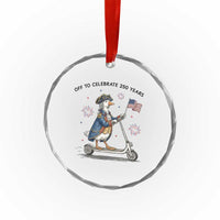Funny Patriotic Goose Crystal Glass Ornament Off To Celebrate 250 Years