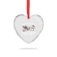 Funny Patriotic Goose Heart Crystal Glass Ornament 250 Years Of Being A Silly Goose