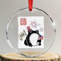 Funny Patriotic Grumpy Frog 250th Anniversary USA Crystal Glass Ornament