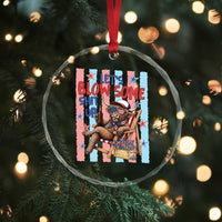 Funny Patriotic Highland Cow Crystal Glass Ornament 4th Of July Fireworks Celebration