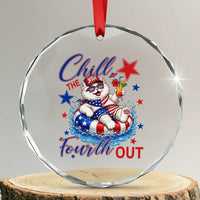 Funny Patriotic Persian Cat Crystal Glass Ornament Chill The Fourth Out
