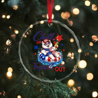 Funny Patriotic Persian Cat Crystal Glass Ornament Chill The Fourth Out
