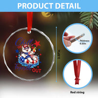 Funny Patriotic Persian Cat Crystal Glass Ornament Chill The Fourth Out