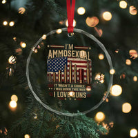 Funny Patriotic Second Amendment Humor American Flag Crystal Glass Ornament Im Ammosexual I Love Guns Owners Veterans
