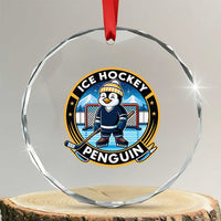 Funny Penguin Hockey Player Crystal Glass Ornament Sports Fan Gift - Wonder Print Shop