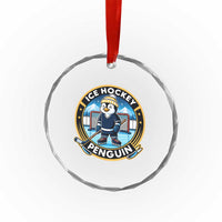 Funny Penguin Hockey Player Crystal Glass Ornament Sports Fan Gift - Wonder Print Shop