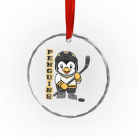 Funny Penguin Playing Ice Hockey Crystal Glass Ornament Gift For Kids - Wonder Print Shop