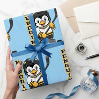 Funny Penguin Playing Ice Hockey Wrapping Paper Roll Gift For Kids - Wonder Print Shop