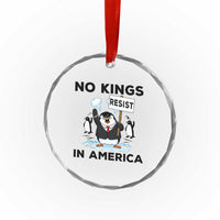 Funny Penguin Protest Crystal Glass Ornament No Kings In America