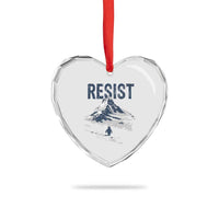 Funny Penguin Protest Heart Crystal Glass Ornament Resist Penguin Mountain Hiking Meme