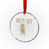 Funny Penguin Resist Crystal Glass Ornament Against Tariffs Activism Vintage - Wonder Print Shop