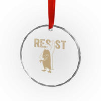 Funny Penguin Resist Crystal Glass Ornament Against Tariffs Activism Vintage TS02