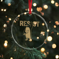 Funny Penguin Resist Crystal Glass Ornament Against Tariffs Activism Vintage TS02